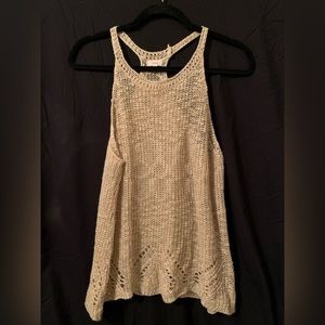 Crochet, Tan/Beige, Racerback, top.